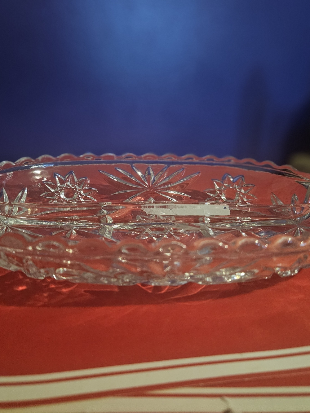 Clear Cut Glass Serving Dish - Crystal Look